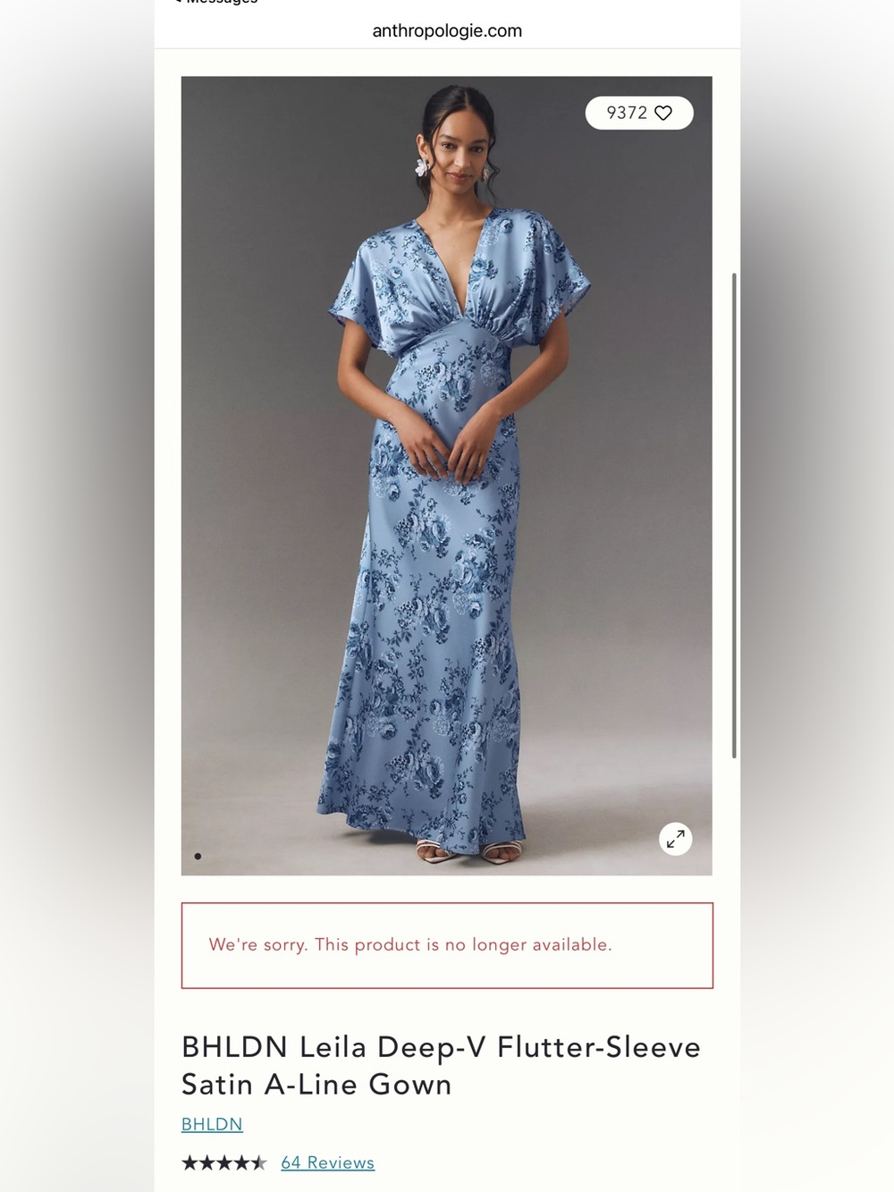BHLDN Floral Maxi Dress in Blue Like New